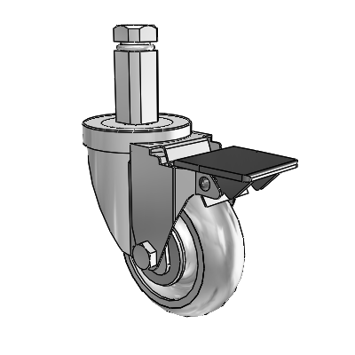 30 Series Square Stem Zinc Swivel Caster with 3.5 x 1.25 Advantage TPR (Round) Wheel and PosiLoc Brake