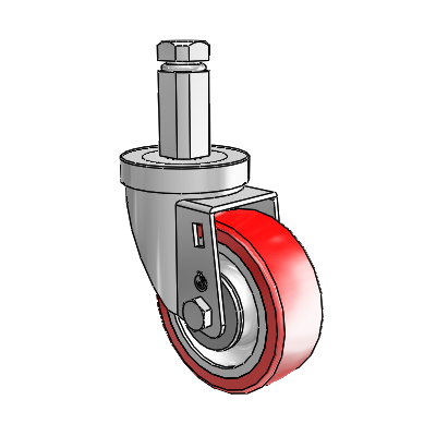 30 Series Square Stem Zinc Swivel Caster with 3.5 x 1.25 Advantage Heat (Flat) Wheel