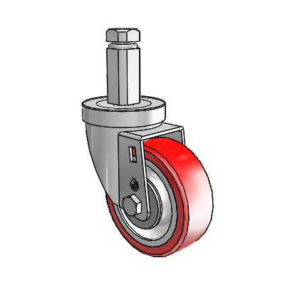 30 Series Square Stem Zinc Swivel Caster with 3.5 x 1.25 Advantage Heat (Flat) Wheel