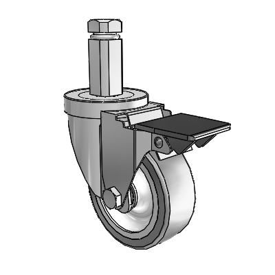 30 Series Square Stem Zinc Swivel Caster with 3.5 x 1.25 Advantage TPR (Flat) Wheel and PosiLoc Brake