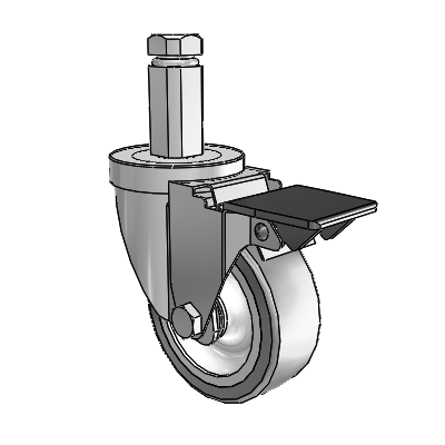 30 Series Square Stem Zinc Swivel Caster with 3.5 x 1.25 Advantage TPR (Flat) Wheel and PosiLoc Brake