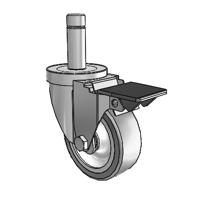 30 Series Grip Ring Zinc Swivel Caster with 3.5 x 1.25 Advantage TPR (Flat) Wheel and PosiLoc Brake