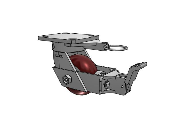 110 Series Kingpinless Top Plate Swivel Caster with 4 x 2 Maroon Tread on Aluminum Core AX - Round Polyurethane (Aluminum Core) Wheel and Face Brake