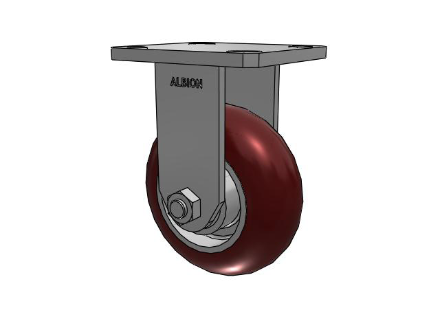110 Series Kingpinless Top Plate Rigid Caster with 5 x 2 Maroon Tread on Aluminum Core AX - Round Polyurethane (Aluminum Core) Wheel