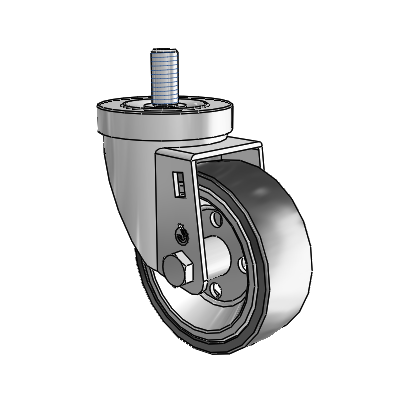 30 Series Threaded Stem Zinc Swivel Caster with 3.5 x 1.25 Welded Disc Polyurethane Wheel