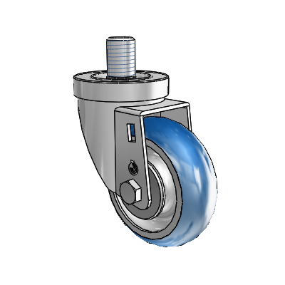30 Series Threaded Stem Zinc Swivel Caster with 3.5 x 1.25 PolyLoc (Blue) Wheel