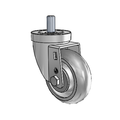 30 Series Threaded Stem Zinc Swivel Caster with 3.5 x 1.25 PolyLock (Grey) Wheel