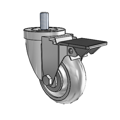 30 Series Threaded Stem Zinc Swivel Caster with 3.5 x 1.25 Advantage TPR (Round) Wheel and PosiLoc Brake