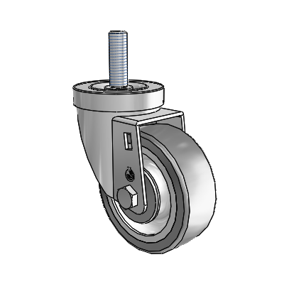 30 Series Threaded Stem Zinc Swivel Caster with 3.5 x 1.25 Advantage TPR (Flat) Wheel