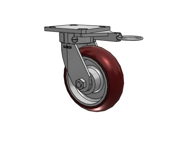 110 Series Kingpinless Top Plate Swivel Caster with 6 x 2 Maroon Tread on Aluminum Core AX - Round Polyurethane (Aluminum Core) Wheel