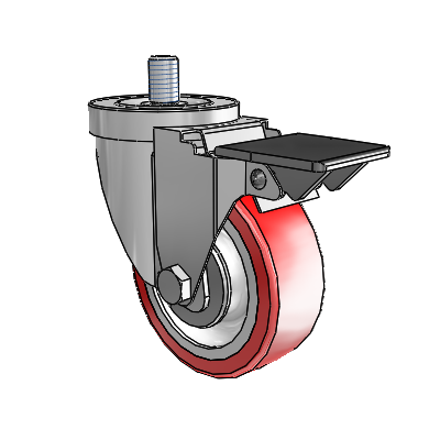 30 Series Threaded Stem Zinc Swivel Caster with 3.5 x 1.25 Advantage Heat (Flat) Wheel and PosiLoc Brake