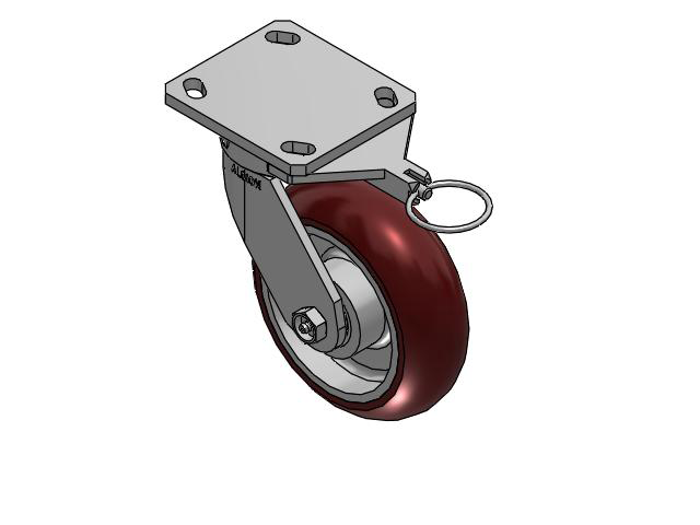 110 Series Kingpinless Top Plate Swivel Caster with 6 x 2 Maroon Tread on Aluminum Core AX - Round Polyurethane (Aluminum Core) Wheel