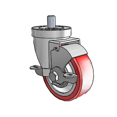 30 Series Threaded Stem Zinc Swivel Caster with 3.5 x 1.25 Advantage Heat (Flat) Wheel and VertiLoc Brake