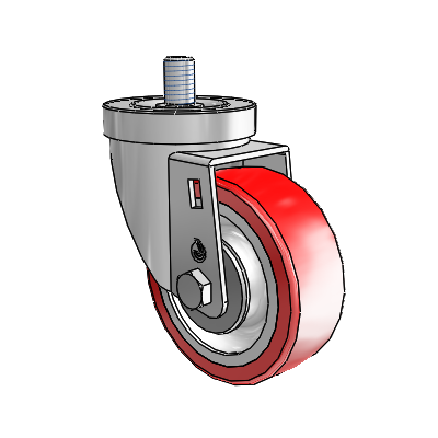 30 Series Threaded Stem Zinc Swivel Caster with 3.5 x 1.25 Advantage Heat (Flat) Wheel