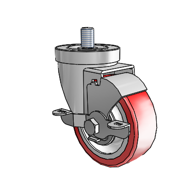 30 Series Threaded Stem Zinc Swivel Caster with 3.5 x 1.25 Advantage Heat (Flat) Wheel and VertiLoc Brake