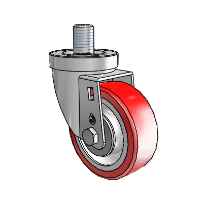 30 Series Threaded Stem Zinc Swivel Caster with 3.5 x 1.25 Advantage Heat (Flat) Wheel