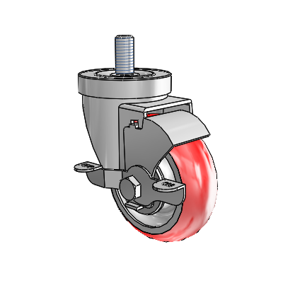 30 Series Threaded Stem Zinc Swivel Caster with 3.5 x 1.25 Advantage Heat (Round) Wheel and VertiLoc Brake
