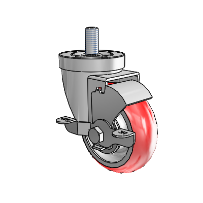 30 Series Threaded Stem Zinc Swivel Caster with 3.5 x 1.25 Advantage Heat (Round) Wheel and VertiLoc Brake