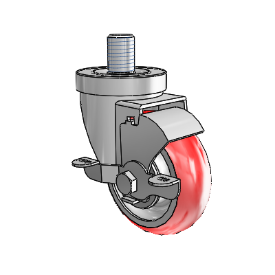 30 Series Threaded Stem Zinc Swivel Caster with 3.5 x 1.25 Advantage Heat (Round) Wheel and VertiLoc Brake