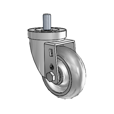 30 Series Threaded Stem Zinc Swivel Caster with 3.5 x 1.25 PolyLock (Grey) Wheel