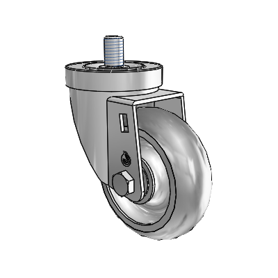 30 Series Threaded Stem Zinc Swivel Caster with 3.5 x 1.25 PolyLock (Grey) Wheel