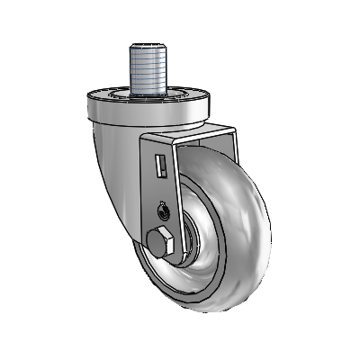 30 Series Threaded Stem Zinc Swivel Caster with 3.5 x 1.25 PolyLock (Grey) Wheel