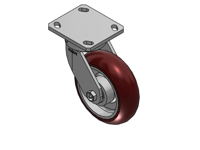 110 Series Kingpinless Top Plate Swivel Caster with 6 x 2 Maroon Tread on Aluminum Core AX - Round Polyurethane (Aluminum Core) Wheel