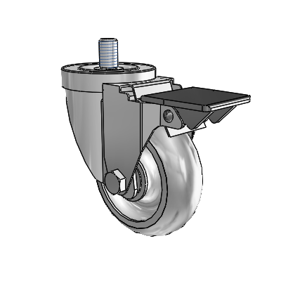 30 Series Threaded Stem Zinc Swivel Caster with 3.5 x 1.25 Advantage TPR (Round) Wheel and PosiLoc Brake