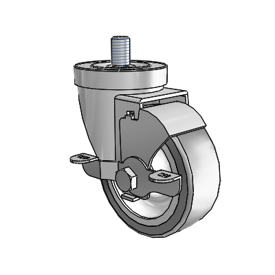 30 Series Threaded Stem Zinc Swivel Caster with 3.5 x 1.25 Advantage TPR (Flat) Wheel and VertiLoc Brake