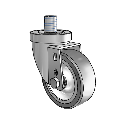 30 Series Threaded Stem Zinc Swivel Caster with 3.5 x 1.25 Advantage TPR (Flat) Wheel