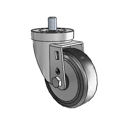 30 Series Threaded Stem Zinc Swivel Caster with 3.5 x 1.25 Cushion Rubber (+ Side Plates) Wheel