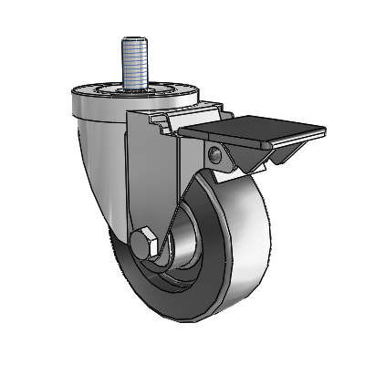30 Series Threaded Stem Zinc Swivel Caster with 3.5 x 1.25 Hi-Temp Resin Wheel and PosiLoc Brake