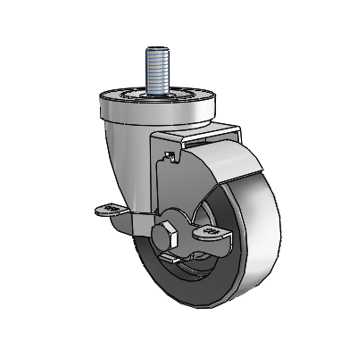 30 Series Threaded Stem Zinc Swivel Caster with 3.5 x 1.25 Hi-Temp Resin Wheel and VertiLoc Brake