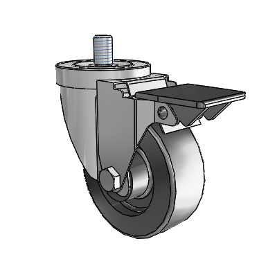 30 Series Threaded Stem Zinc Swivel Caster with 3.5 x 1.25 Hi-Temp Resin Wheel and PosiLoc Brake