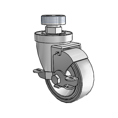 30 Series Pipe Thread Stem Zinc Swivel Caster with 3.5 x 1.25 Welded Disc Rubber (Grey) Wheel and VertiLoc Brake
