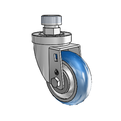 30 Series Pipe Thread Stem Zinc Swivel Caster with 3.5 x 1.25 PolyLoc (Blue) Wheel