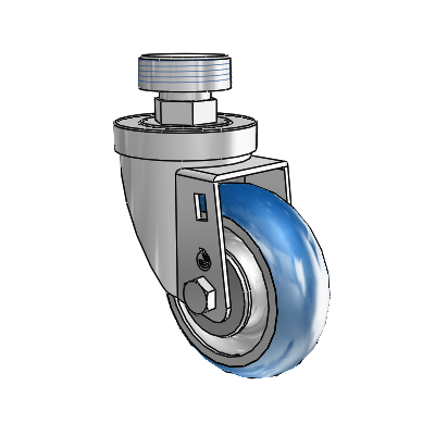 30 Series Pipe Thread Stem Zinc Swivel Caster with 3.5 x 1.25 PolyLoc (Blue) Wheel