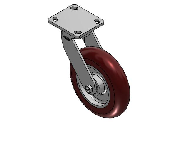 110 Series Kingpinless Top Plate Swivel Caster with 8 x 2 Maroon Tread on Aluminum Core AX - Round Polyurethane (Aluminum Core) Wheel