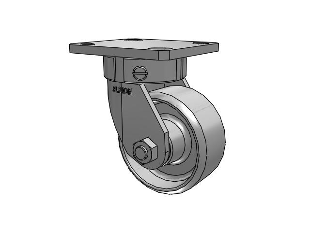 110 Series Kingpinless Top Plate Swivel Caster with 4 x 2 Grey Enamel CA - Cast Iron Wheel