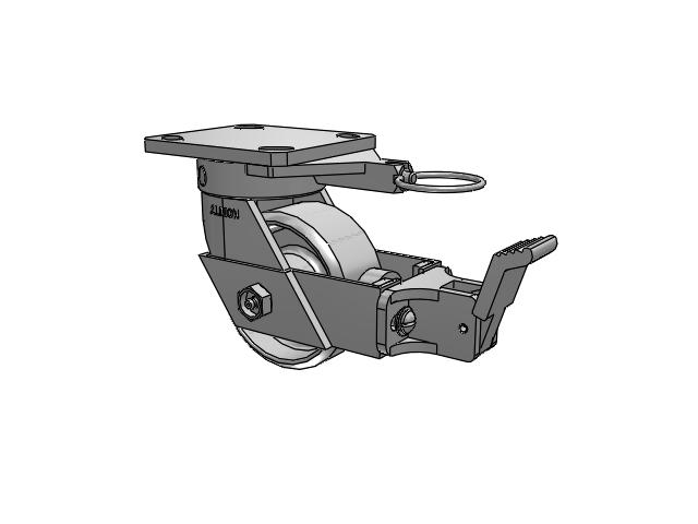 110 Series Kingpinless Top Plate Swivel Caster with 4 x 2 Grey Enamel CA - Cast Iron Wheel and Face Brake