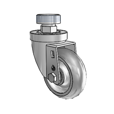 30 Series Pipe Thread Stem Zinc Swivel Caster with 3.5 x 1.25 PolyLock (Grey) Wheel