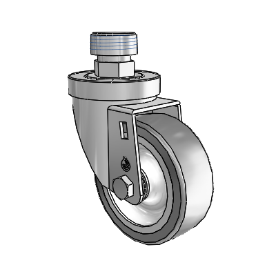30 Series Pipe Thread Stem Zinc Swivel Caster with 3.5 x 1.25 Advantage TPR (Flat) Wheel