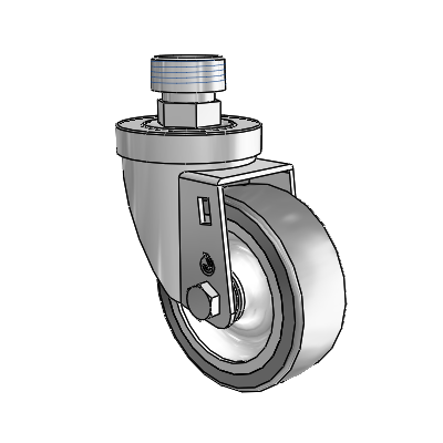 30 Series Pipe Thread Stem Zinc Swivel Caster with 3.5 x 1.25 Advantage TPR (Flat) Wheel