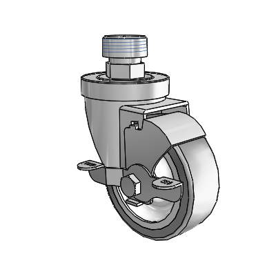 30 Series Pipe Thread Stem Zinc Swivel Caster with 3.5 x 1.25 Advantage TPR (Flat) Wheel and VertiLoc Brake