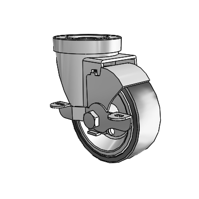 30 Series Hollow Kingpin Zinc Swivel Caster with 3.5 x 1.25 Welded Disc Rubber (Black) Wheel and VertiLoc Brake