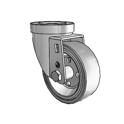 30 Series Hollow Kingpin Zinc Swivel Caster with 3.5 x 1.25 Welded Disc Rubber (Grey) Wheel