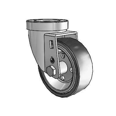 30 Series Hollow Kingpin Zinc Swivel Caster with 3.5 x 1.25 Welded Disc Polyurethane Wheel