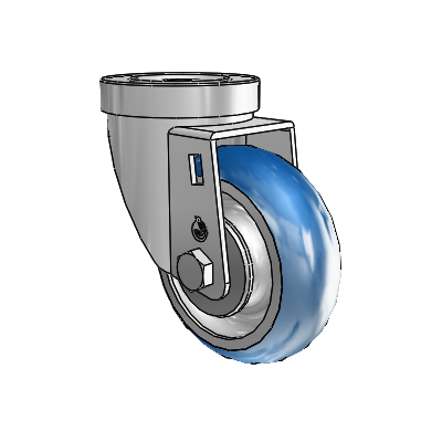 30 Series Hollow Kingpin Zinc Swivel Caster with 3.5 x 1.25 PolyLoc (Blue) Wheel