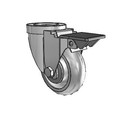 30 Series Hollow Kingpin Zinc Swivel Caster with 3.5 x 1.25 PolyLock (Grey) Wheel and PosiLoc Brake