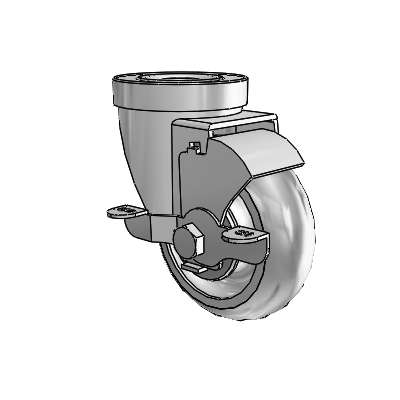 30 Series Hollow Kingpin Zinc Swivel Caster with 3.5 x 1.25 Advantage TPR (Round) Wheel and VertiLoc Brake